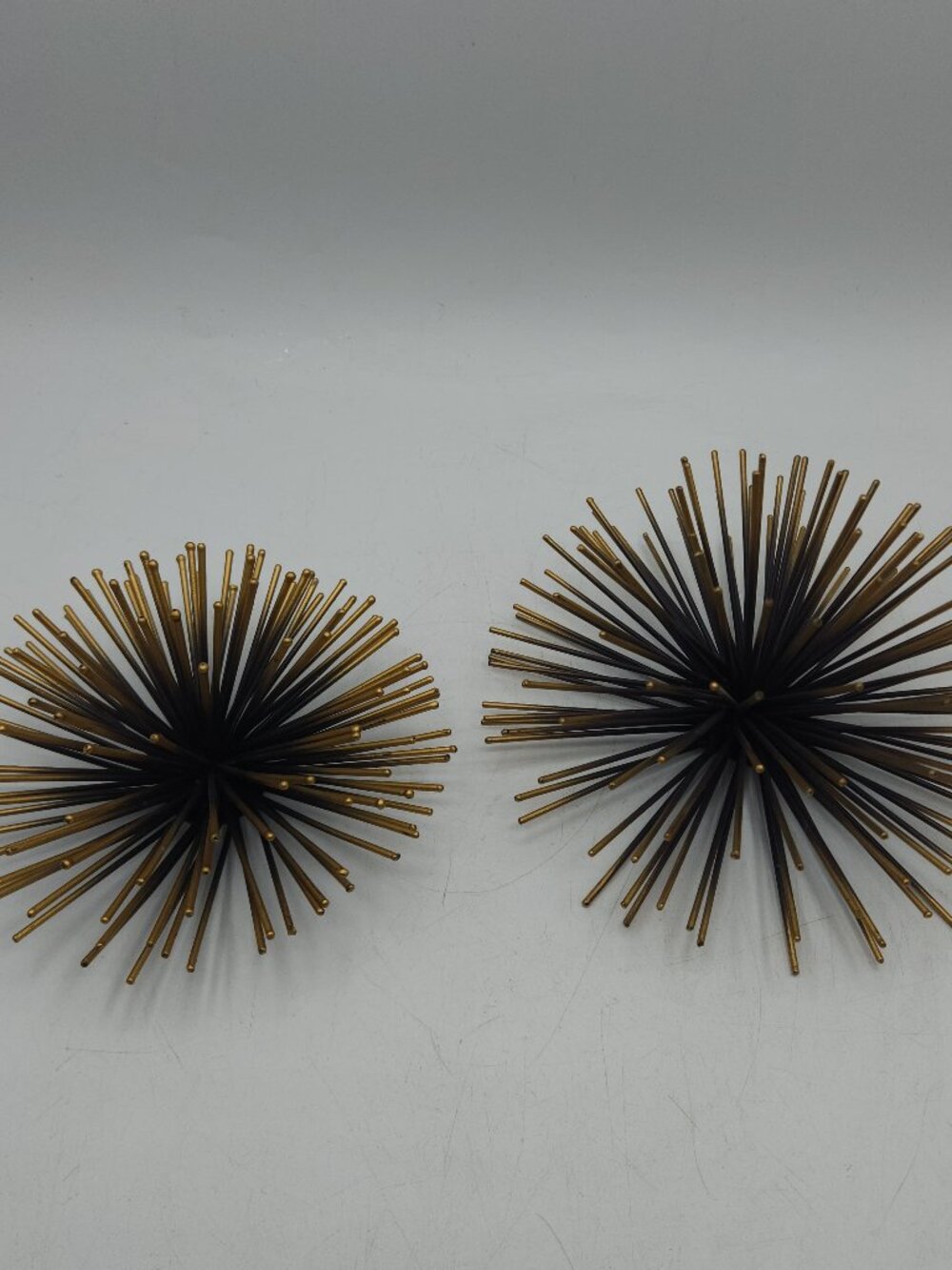 MCM Looking Starburst Wall Art Gold Spike Orb Sea Urchin Set of 2